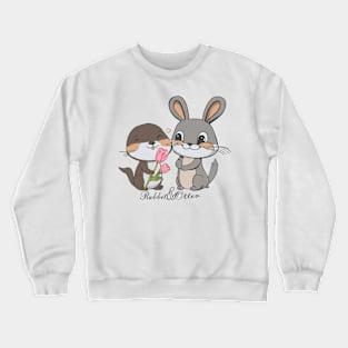 Rabbit & Otter Giving Tulips Crewneck Sweatshirt